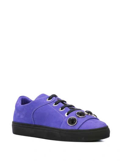 Shop Alberto Fermani Studded Low Top Sneakers In Purple