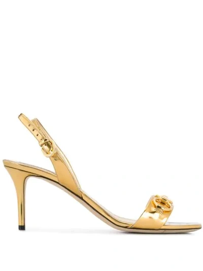 Shop Emilio Pucci Chain Embellished Metallic Slingback Sandals In Gold