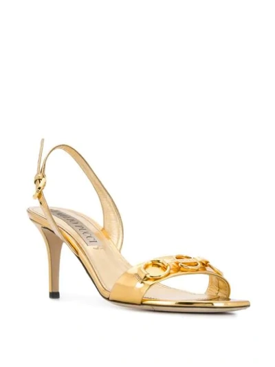 Shop Emilio Pucci Chain Embellished Metallic Slingback Sandals In Gold