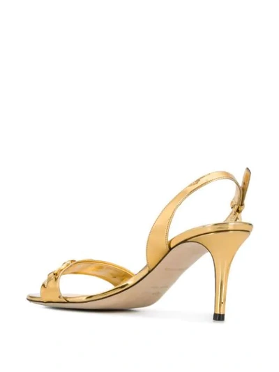 Shop Emilio Pucci Chain Embellished Metallic Slingback Sandals In Gold