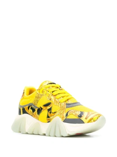 Shop Versace Squalo Baroque Print Sneakers In Yellow