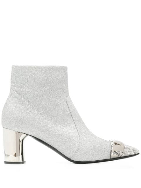 silver heeled ankle boots