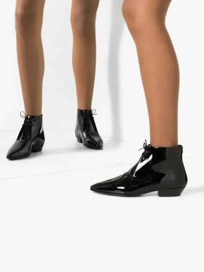 Saint Laurent Jonas Patent Leather Ankle Boots In Black