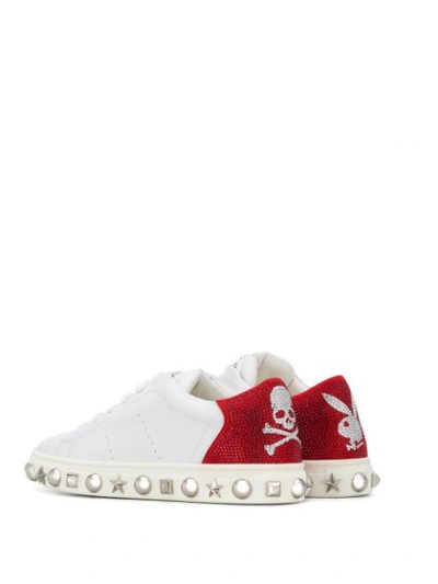Shop Philipp Plein X Playboy Studded Sneakers In White