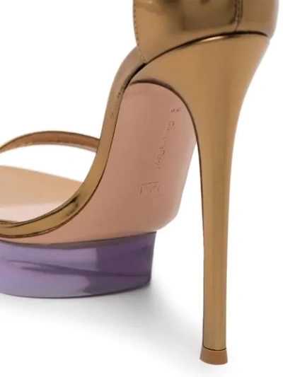 Shop Gianvito Rossi Open Toe 130mm Platform Sandals In Gold