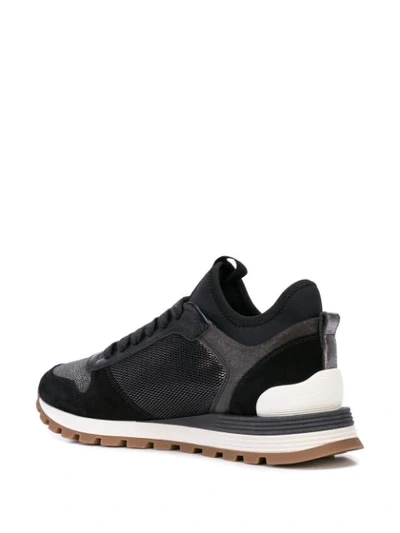 Shop Brunello Cucinelli Shiny Net Sneakers In Black