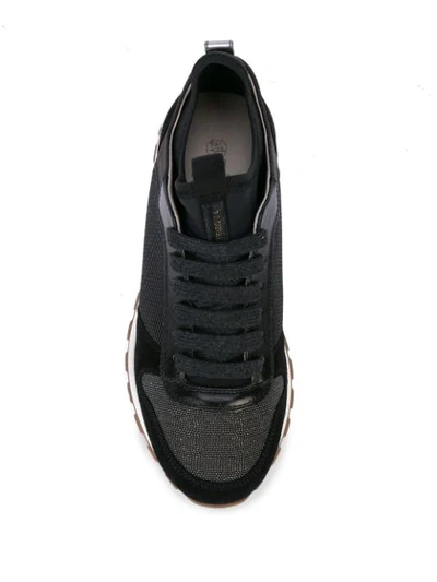 Shop Brunello Cucinelli Shiny Net Sneakers In Black