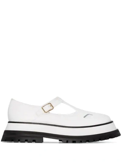 Shop Burberry Mary Jane Platform Shoes In White