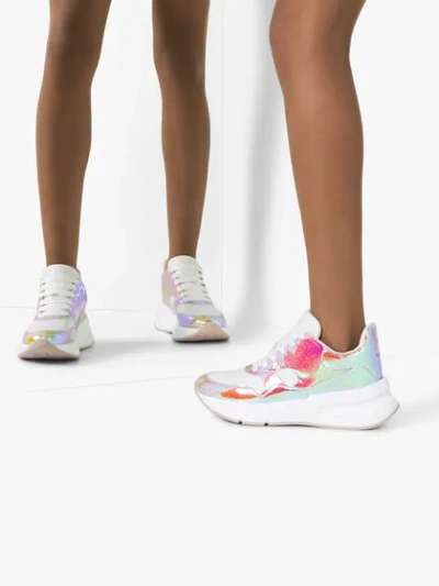 Shop Alexander Mcqueen Oversized Runner Glitter Sneakers In White