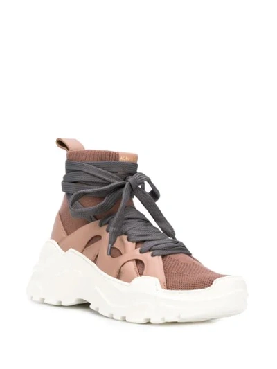 Shop Agnona High Top Sock-style Sneakers In Neutrals
