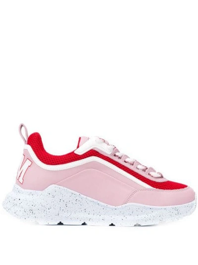 Shop Msgm Logo Low-top Sneakers In Pink
