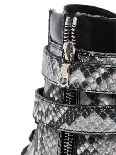 Shop Amiri Snake-embossed Combat Boots In Grey