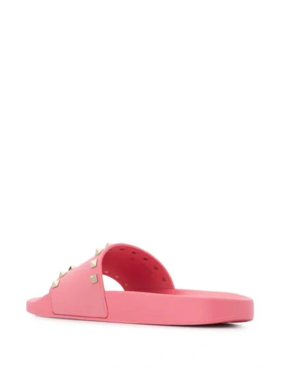 Shop Valentino Garavani Rockstud Pool Slides In Pink