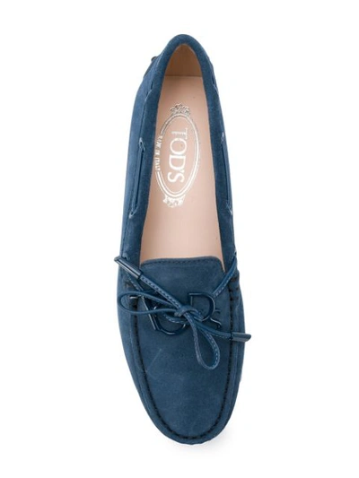 Shop Tod's Logo Loafers In Blue