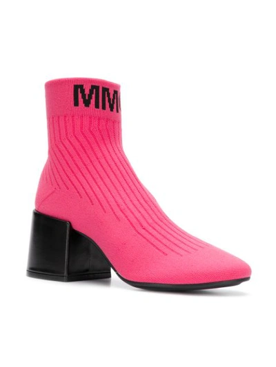 Shop Mm6 Maison Margiela Logo Sock Boots In Pink