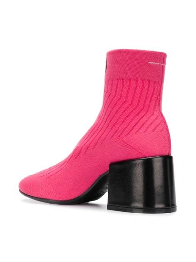 Shop Mm6 Maison Margiela Logo Sock Boots In Pink