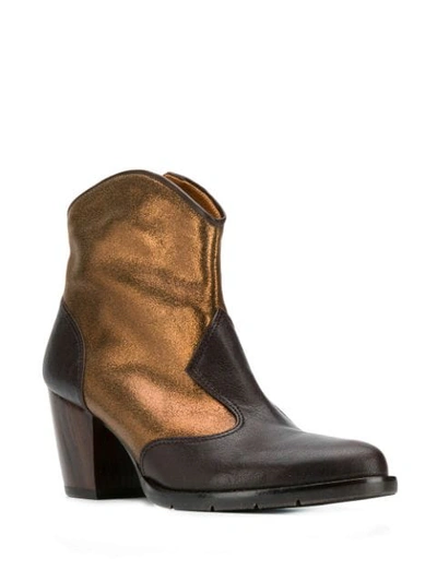 Shop Chie Mihara Metallic Leather Cowboy Ankle Boots In Brown