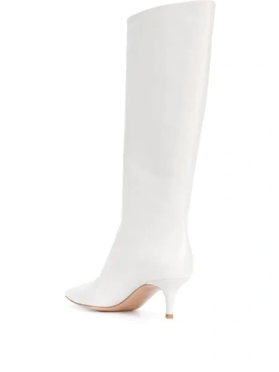 Shop Gianvito Rossi Pointed Toe Knee Length Boots In White