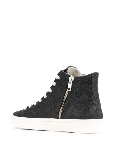 Shop Leather Crown High-top-sneakers Mit Logo In Black
