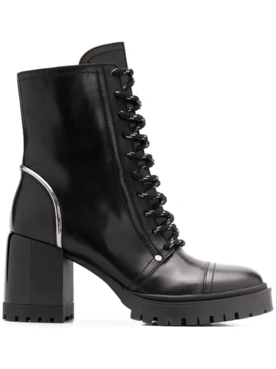 Shop Casadei Lace-up Ankle Boots In Black