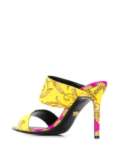 Shop Versace Baroque Print 100 Sandals In Yellow