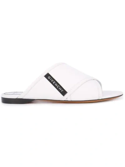 Shop Givenchy Crossover Flat Sandals In 100 White