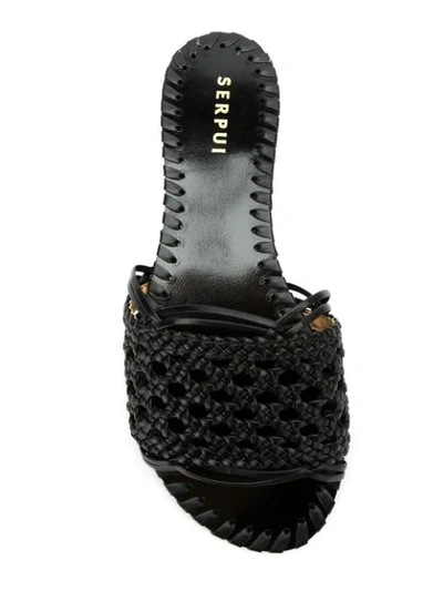 Shop Serpui Leather Flat Sandals In Black