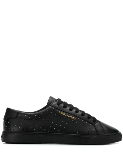 Shop Saint Laurent Andy Studded Sneakers In Black