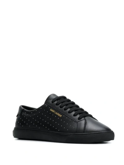 Shop Saint Laurent Andy Studded Sneakers In Black