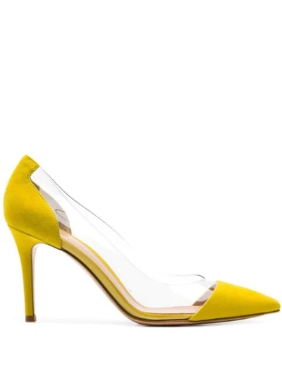 Shop Gianvito Rossi Plexi Pumps In Yellow