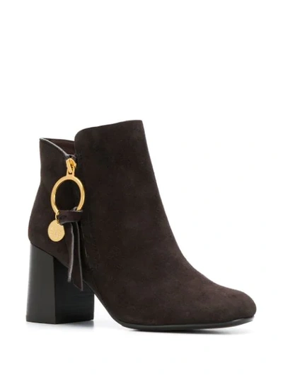 SEE BY CHLOÉ HIGH HEEL ANKLE BOOTS - 棕色