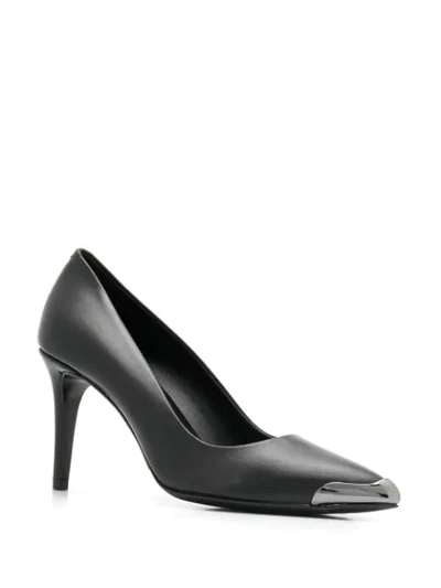 Shop Albano Metallic Cap Pumps In Black