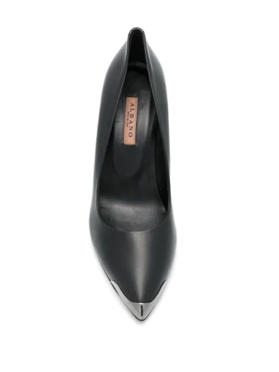 Shop Albano Metallic Cap Pumps In Black