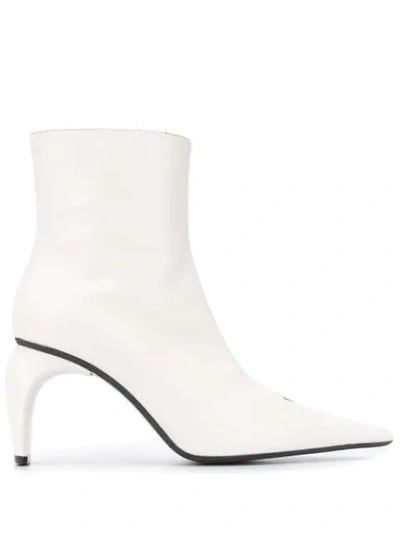 Shop Misbhv Curved-heel Leather Ankle-boots In White