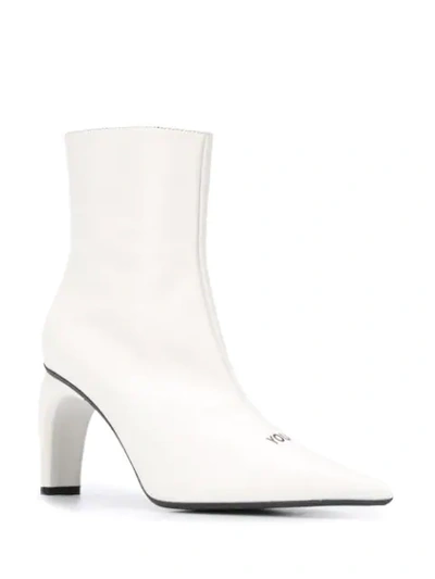 Shop Misbhv Curved-heel Leather Ankle-boots In White