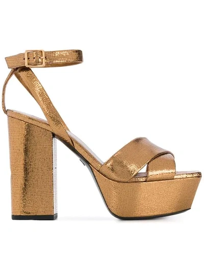 Shop Saint Laurent Farrah Sandals In Metallic