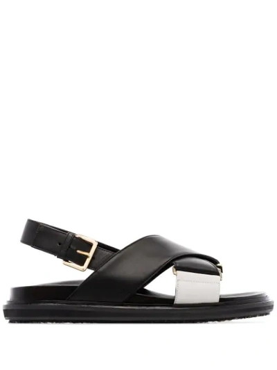 Shop Marni Fussbett Flat Sandals In Z1n96 Black