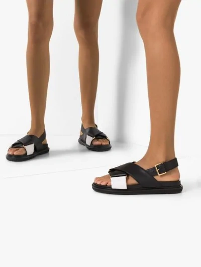 Shop Marni Fussbett Flat Sandals In Z1n96 Black