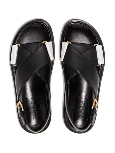 Shop Marni Fussbett Flat Sandals In Z1n96 Black