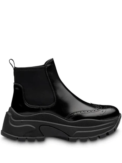 Shop Prada Stiefeletten Mit Sneaker-sohle In F0002 Black