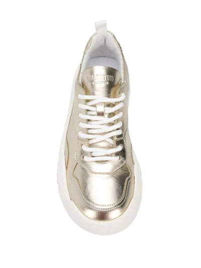 Shop Valentino Chunky Sneakers In Gold