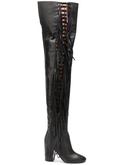 Shop Laurence Dacade Tied Thigh High Boots In Black