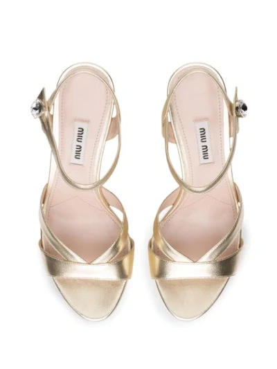 Shop Miu Miu Platform Sandals In Gold