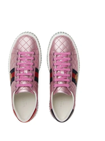 Shop Gucci Ace Sneaker With Crystals In Pink