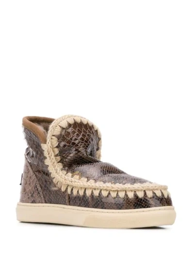 Shop Mou Woven Detail Boots In Brown