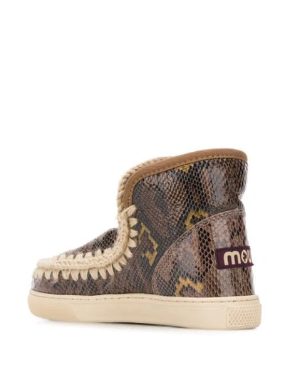 Shop Mou Woven Detail Boots In Brown
