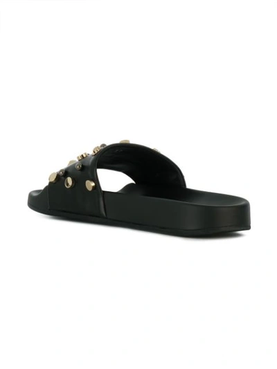 Shop Versace Medusa Studded Slides - Black