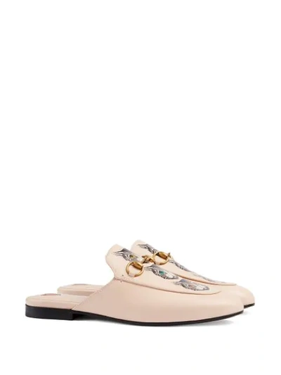 Shop Gucci Princetown Leather Slipper With Mystic Cat In Neutrals