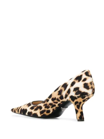 Shop Prada Leopard Print Kitten Heel Pumps In Neutrals