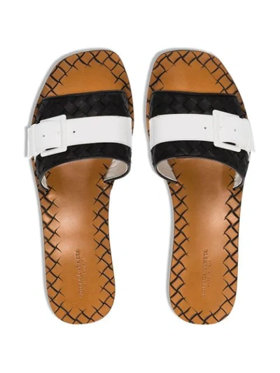 Shop Bottega Veneta Woven Slip-on Sandals In Black